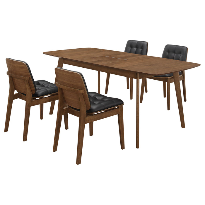 Juego de comedor rectangular Redbridge de 5 piezas - nogal natural
