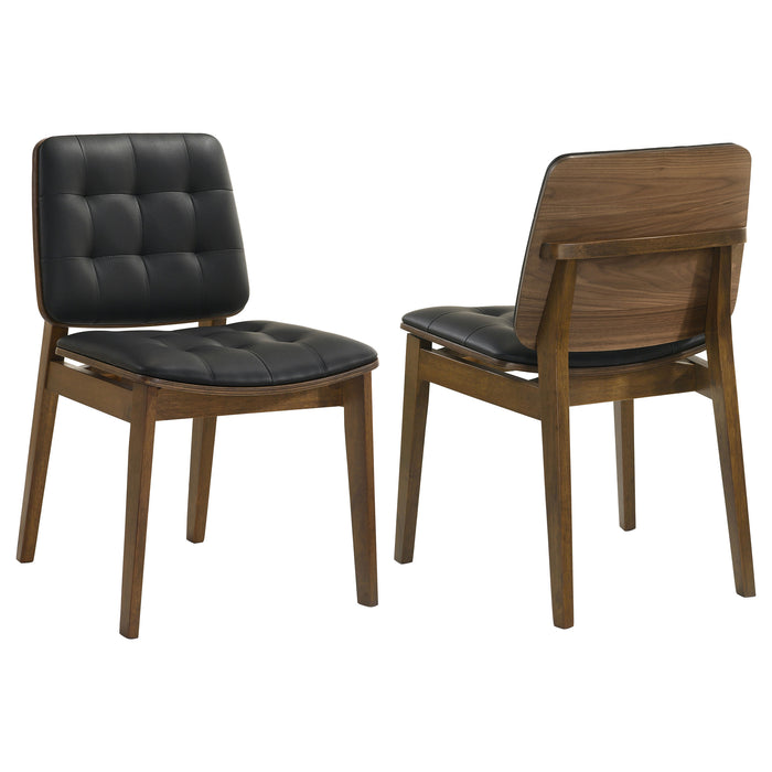 Silla auxiliar de comedor de cuero sintético Redbridge (juego de 2) - nogal