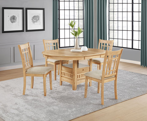 Mesa de comedor extensible de madera Lavon Oval de 60 pulgadas, roble claro