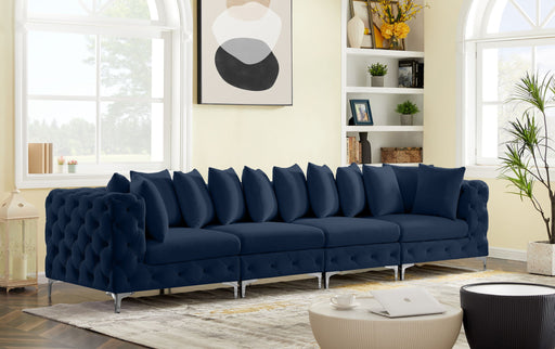 Tremblay 139" Velvet Upholstered 4pc. Modular Sofa
