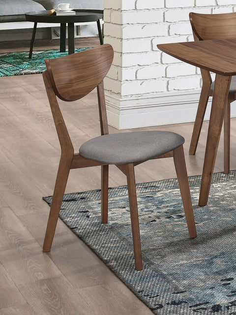 Silla lateral de comedor Alfredo, gris y nogal natural (juego de 2)