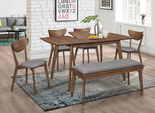 Alfredo Upholstered Dining Bench Grey and Natural Walnut - Brown