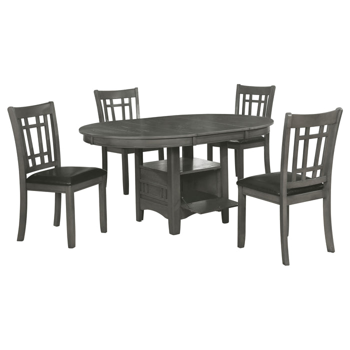 Juego de comedor ovalado con hoja extensible Lavon de 5 piezas - gris medio