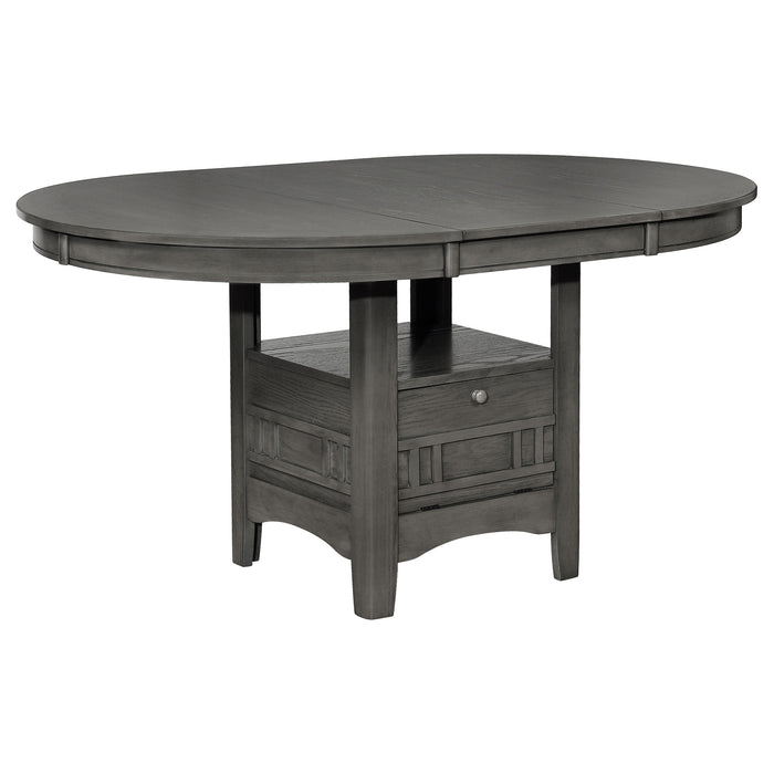 Juego de comedor ovalado con hoja extensible Lavon de 5 piezas - gris medio
