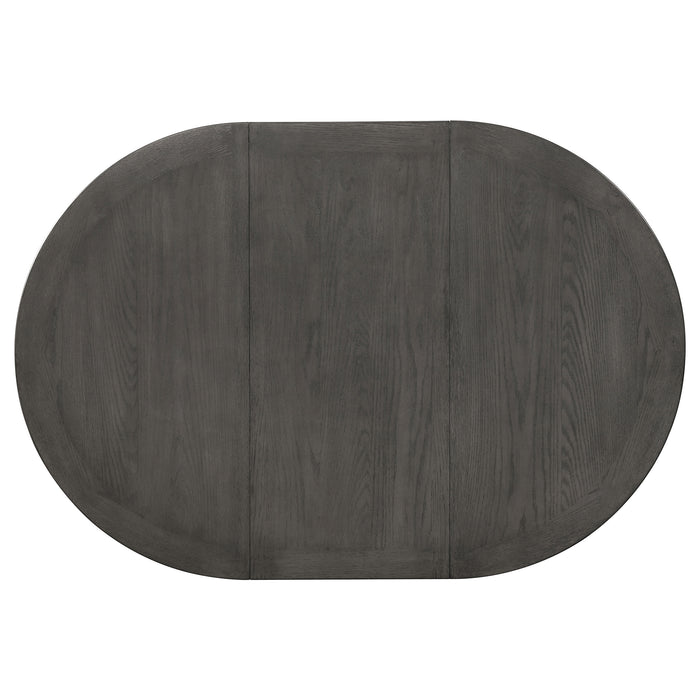 Juego de comedor ovalado con hoja extensible Lavon de 5 piezas - gris medio