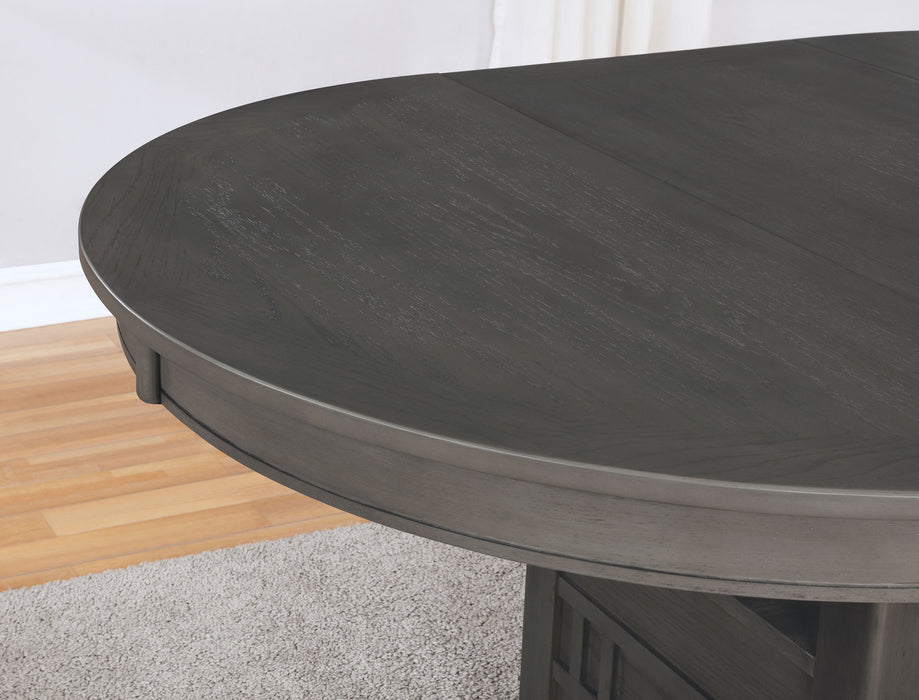 Juego de comedor ovalado con hoja extensible Lavon de 5 piezas - gris medio