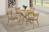 Mesa de comedor Elowen redonda de madera maciza, 42 pulgadas, color nogal claro