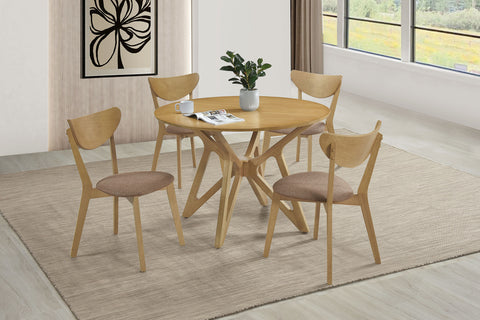 Silla auxiliar de comedor Elowen de madera en nogal claro (juego de 2)