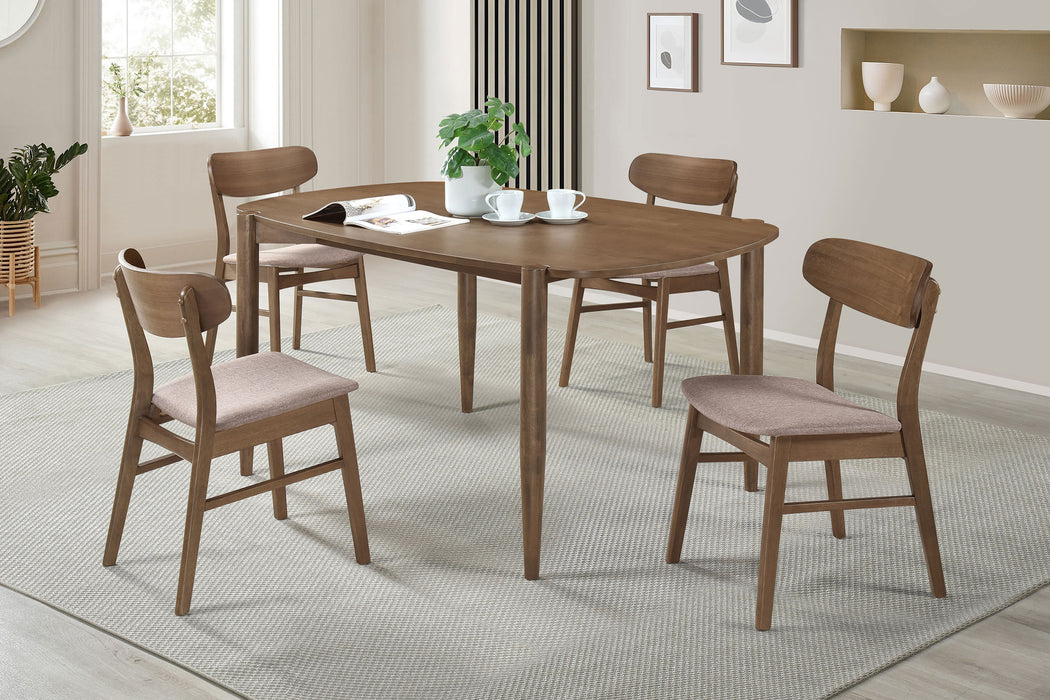 Dortch 5-piece Oval Dining Set with Upholstered Chairs Walnut