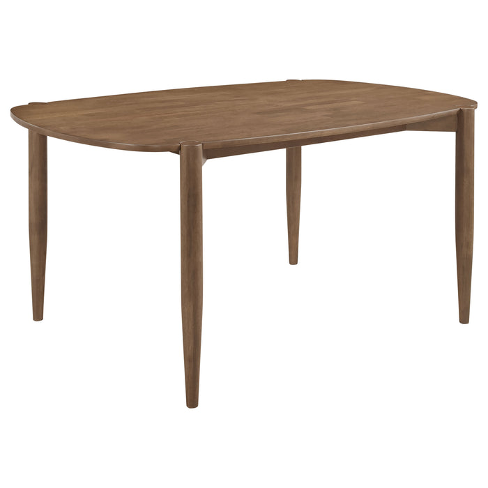 Juego de comedor ovalado Dortch de 5 piezas con sillas tapizadas - nogal