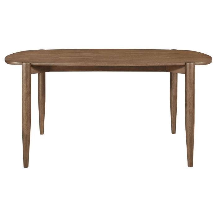 Juego de comedor ovalado Dortch de 5 piezas con sillas tapizadas - nogal