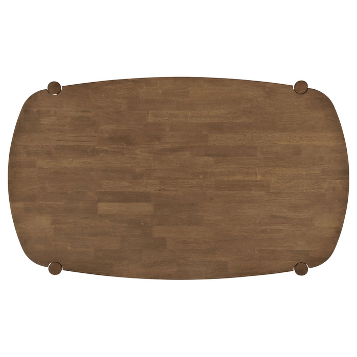 Juego de comedor ovalado Dortch de 5 piezas con sillas tapizadas - nogal
