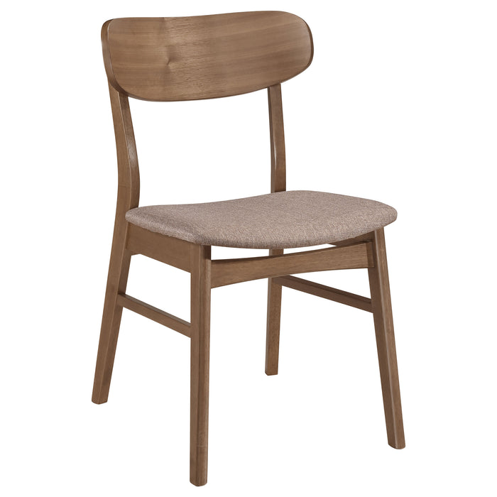Juego de comedor ovalado Dortch de 5 piezas con sillas tapizadas - nogal