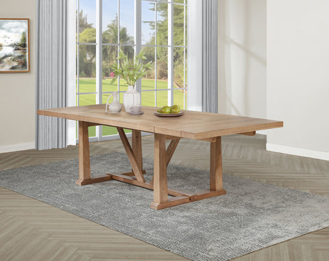 Mesa de comedor Middleton de 106 pulgadas con extensión y hoja, color marrón natural