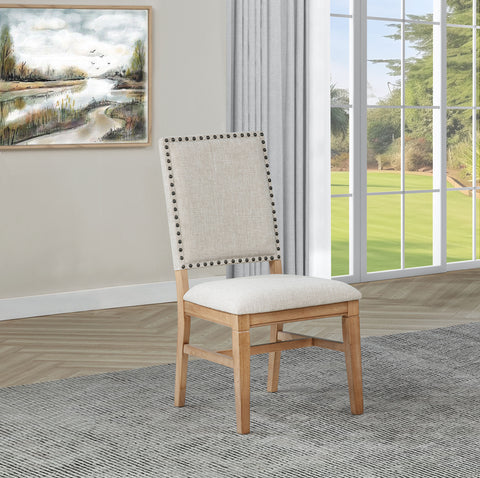 Silla lateral de comedor tapizada Middleton en beige (juego de 2)