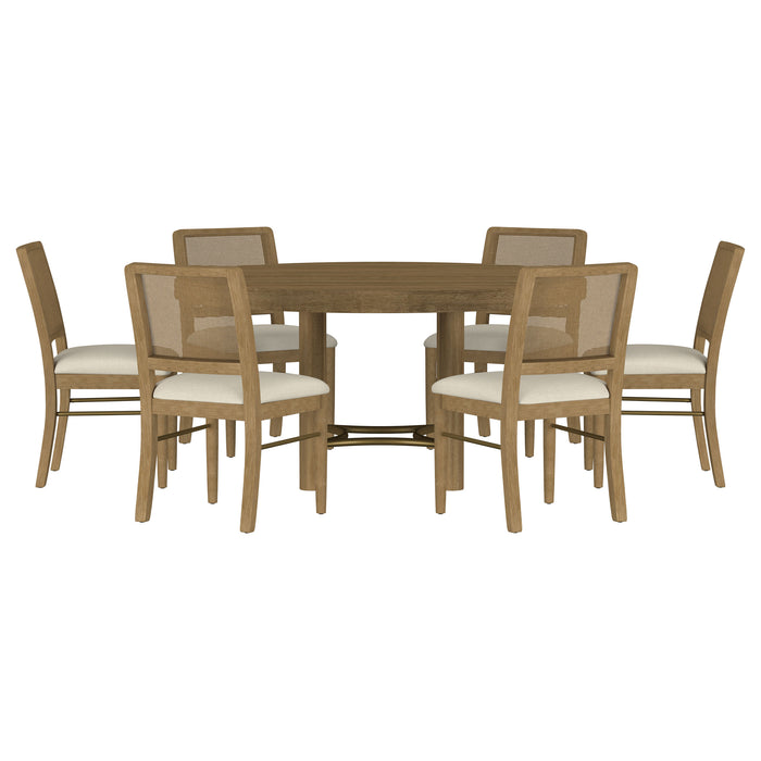 Arini 7-piece Round Dining Room Table Set Sand Wash