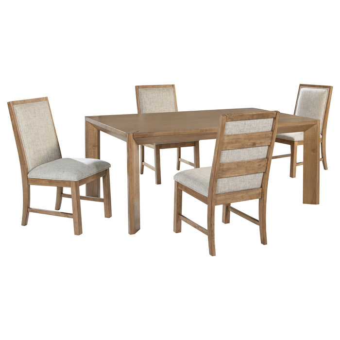 Juego de comedor rectangular Bruner de 5 piezas de 72" - marrón natural