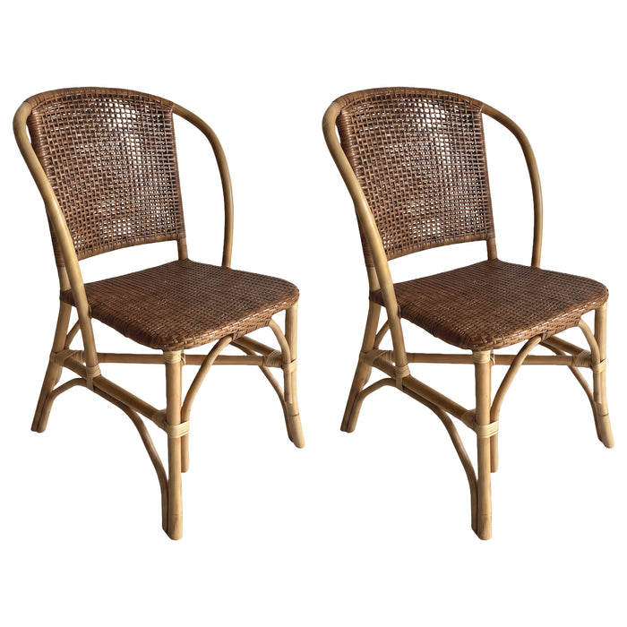Lexley Woven Rattan Dining Side Chair Brown (Set of 2)