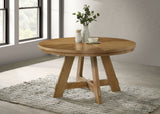 Mesa de comedor redonda Danvers de 54 pulgadas, madera de roble marrón