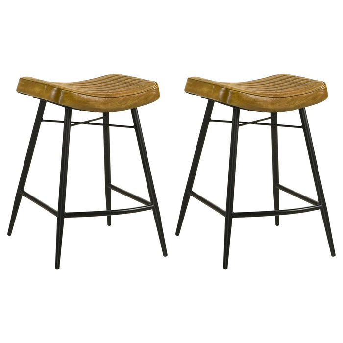 Taburete de mostrador tapizado en piel Bayu Espresso (Juego de 2)