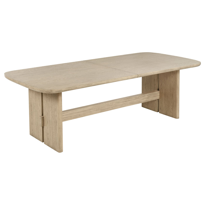 Juego de comedor rectangular de madera Kailani de 9 piezas - roble beige
