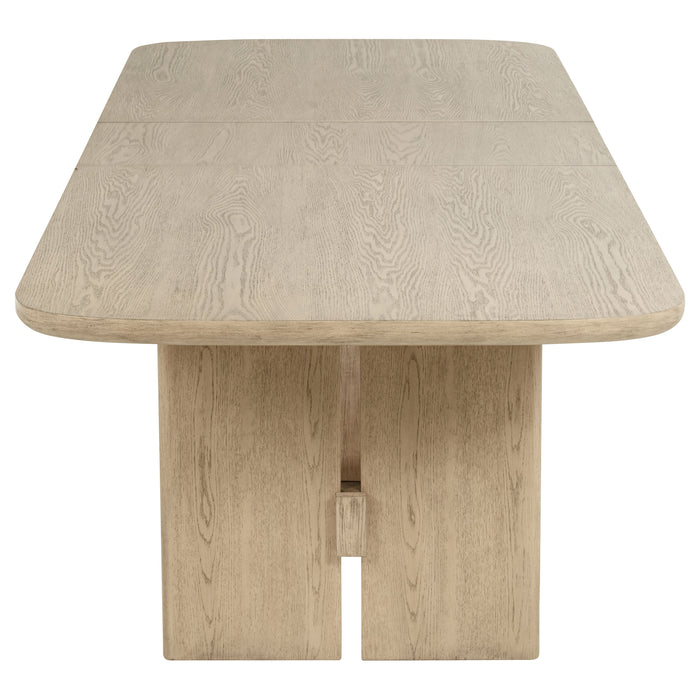 Juego de comedor rectangular de madera Kailani de 9 piezas - roble beige