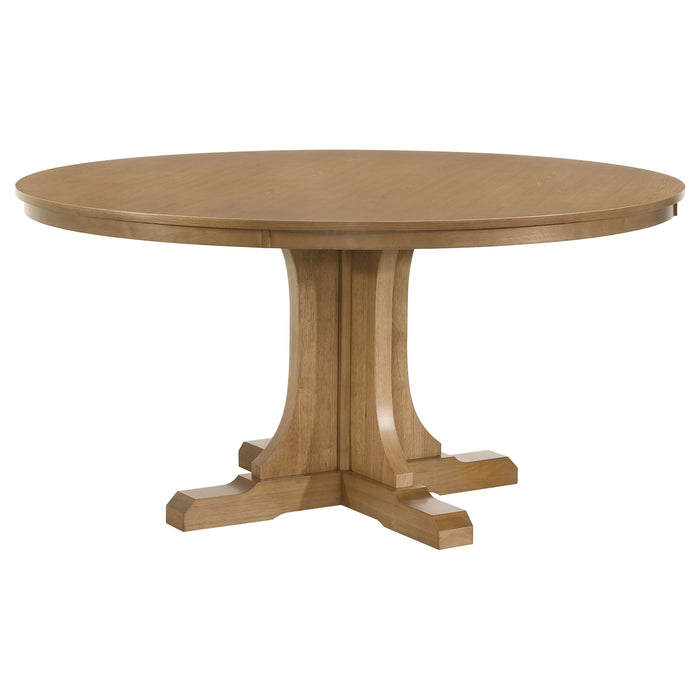 Hartville 5-piece Round Dining Table Set Natural Light Brown