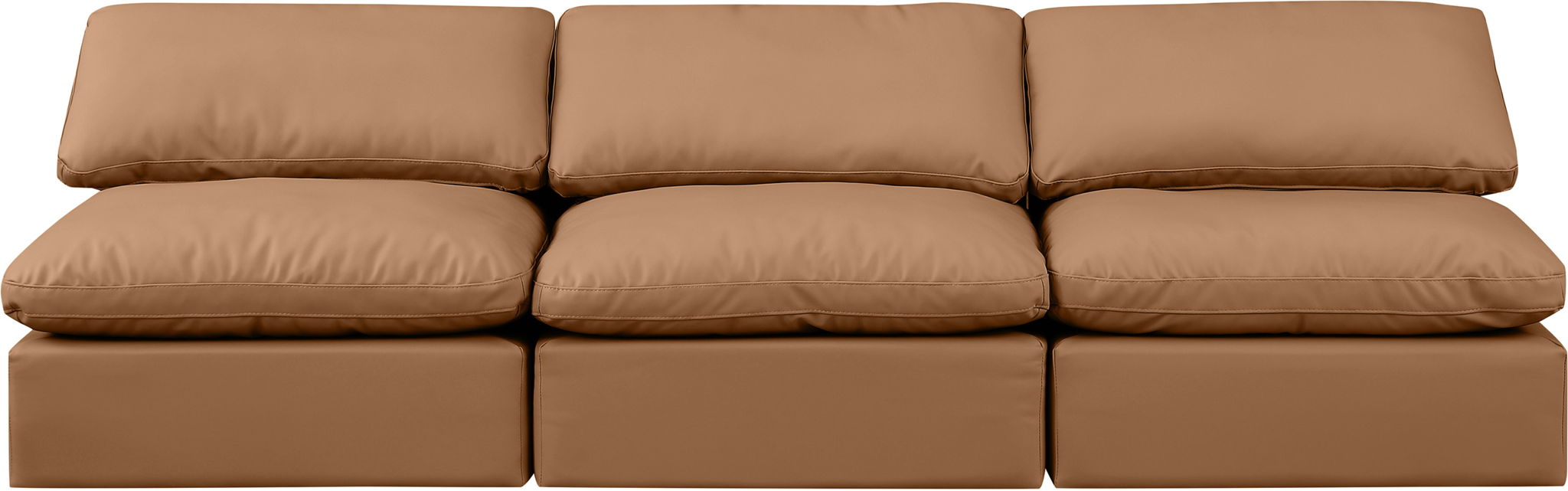 Sofá modular sin brazos tapizado de cuero vegano Indulge de 105" de 3 piezas