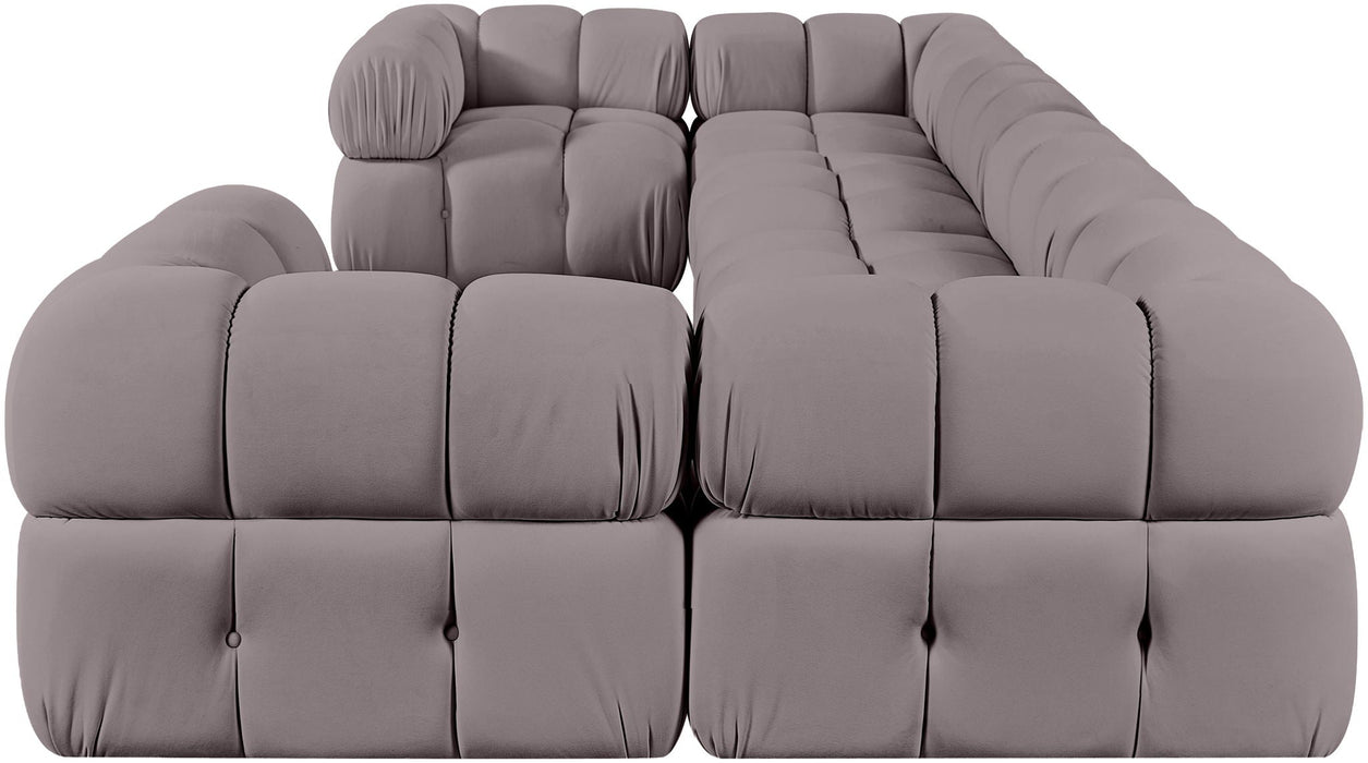 Orin 148" Velvet Performance Fabric Upholstered 6 Pc. Modular Sectional