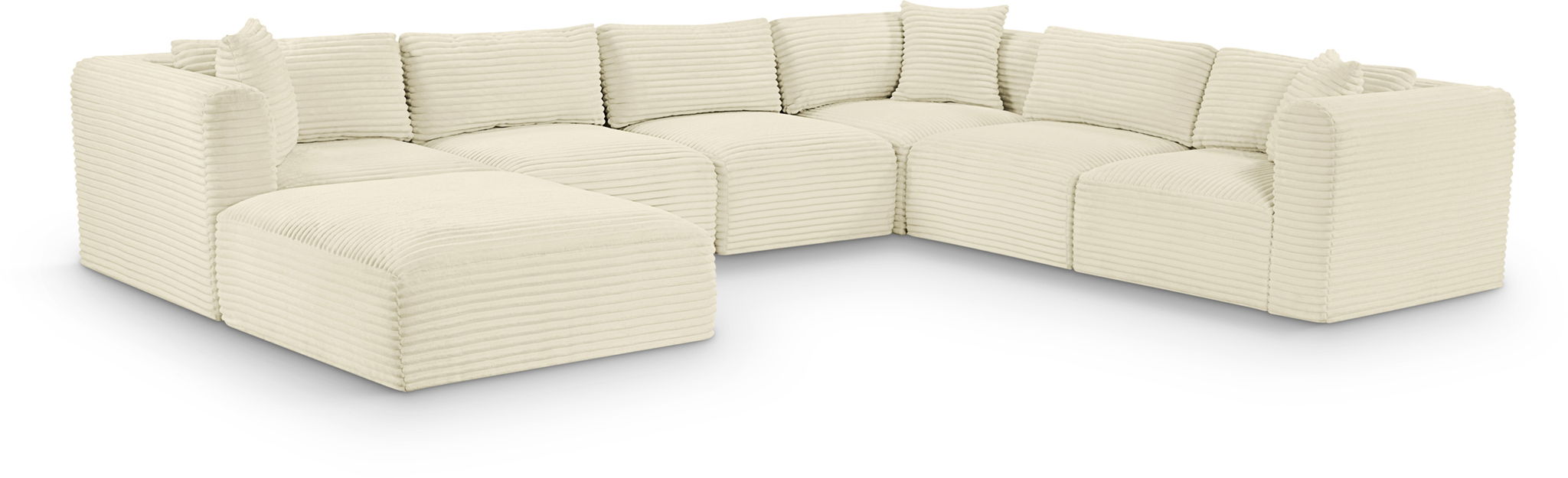 Shaggy 140" Corduroy Performance Fabric Upholstered Modular Sectional