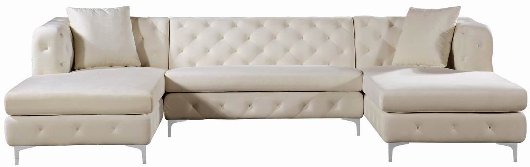Gail 127" Velvet Upholstered 3pc. Sectional