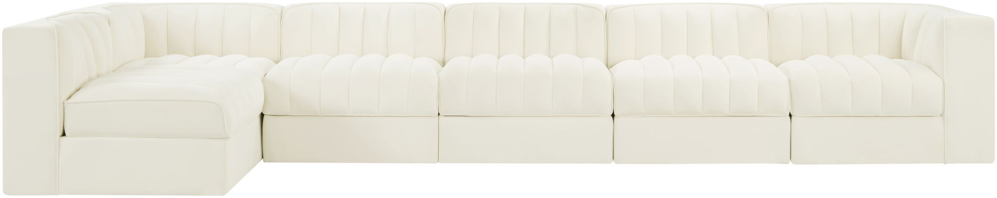 Rummi 155" Velvet Performance Fabric Upholstered 6pc. Modular Sectional