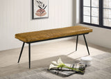 Banco de comedor tapizado en cuero Misty, Camel antiguo