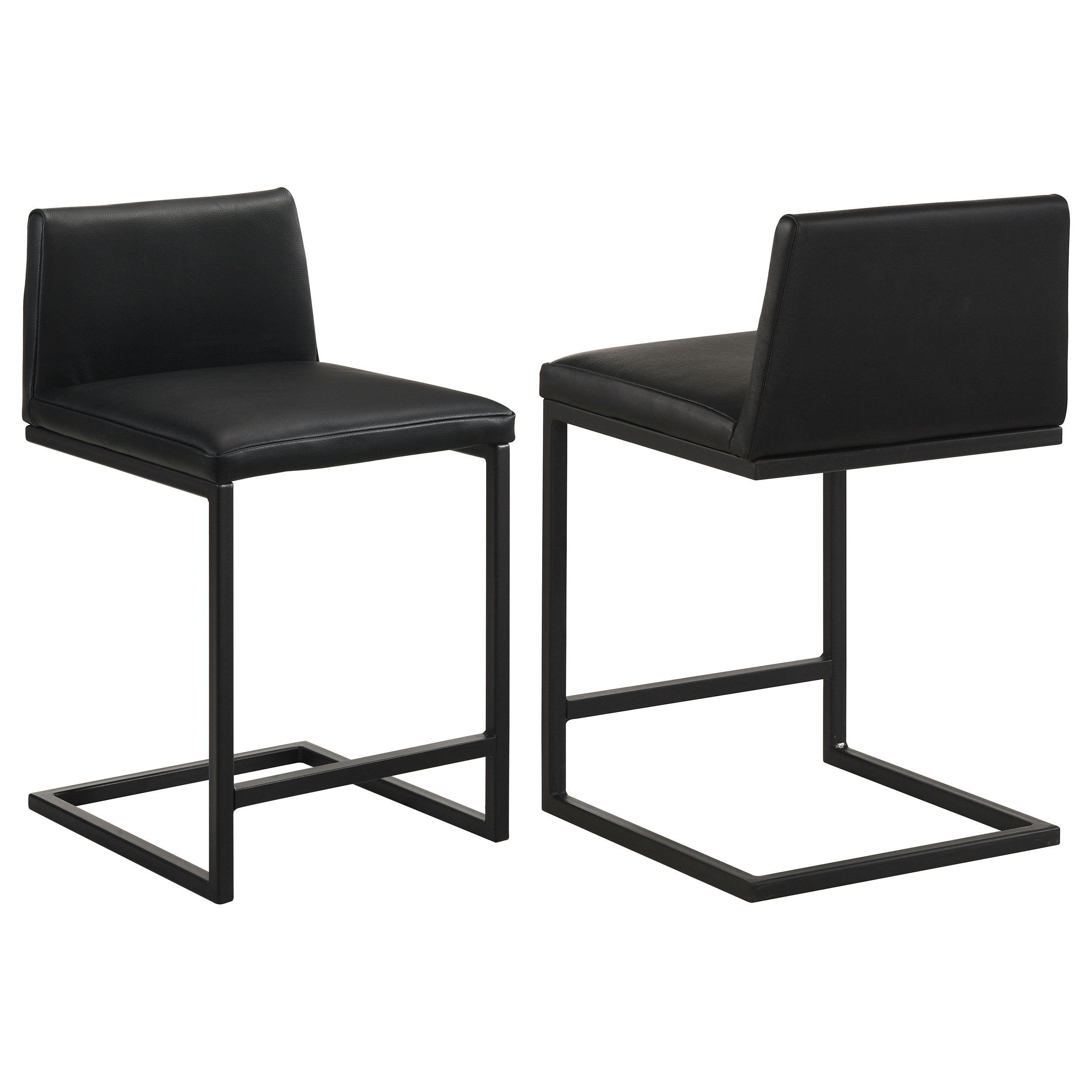 Vardon Genuine Leather Counter Height Chair Black (Set of 2)