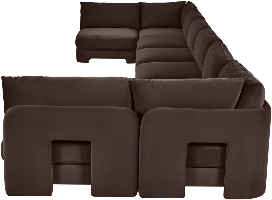 Hammond 222" Velvet Performance Fabric Upholstered 8pc. Modular Sectional