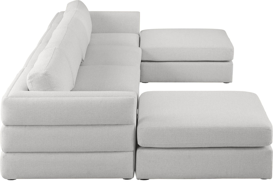 Beckham 152" Linen Textured Fabric Upholstered 6pc. Modular Sectional