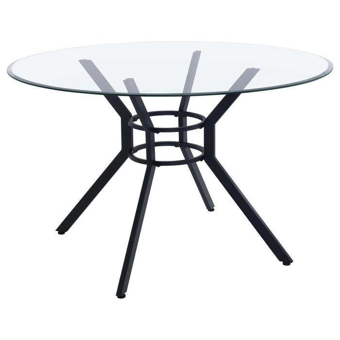Steele 48-inch Round Glass Top Dining Table Chrome