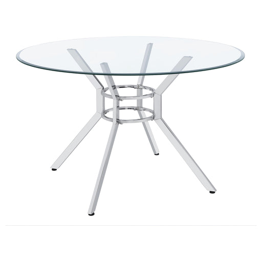 Steele 48-inch Round Glass Top Dining Table Chrome
