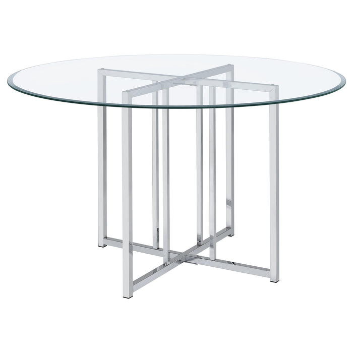 Mesa de comedor redonda con cubierta de vidrio Pace de 48" - negro mate