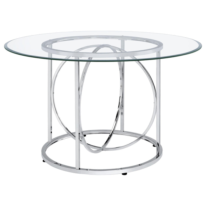 Levy 48-inch Round Glass Top Dining Table Matte Black