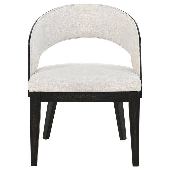 Leandro Upholstered Dining Arm Chair Cream (Set of 2)