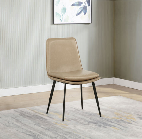 Silla auxiliar de comedor tapizada Ortega color canela (juego de 2)