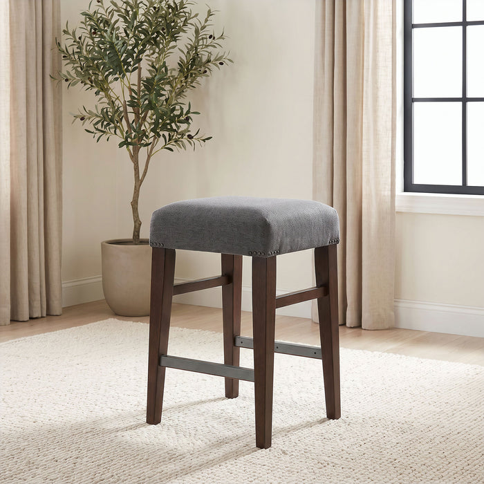 Naser Upholstered Counter Stool Beige and Light Oak (Set of 2)