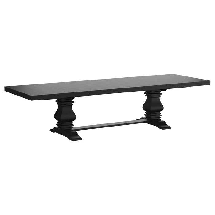 Juego de comedor extensible Florence de 9 piezas de 126" - negro desgastado