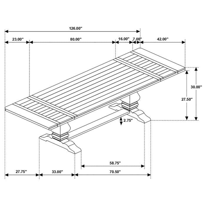 Juego de comedor extensible Florence de 9 piezas de 126" - negro desgastado