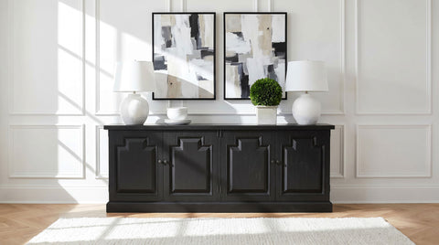 Aparador buffet Florence de 4 puertas, negro envejecido