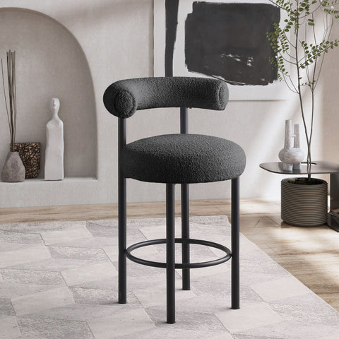Bordeaux Boucle Fabric Upholstered Stool