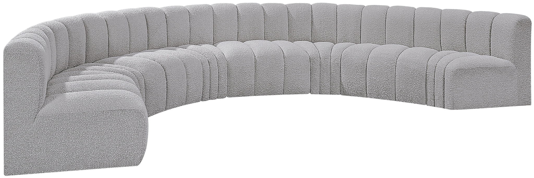 Seccional modular tapizado de bouclé Arc de 162" de 8 piezas