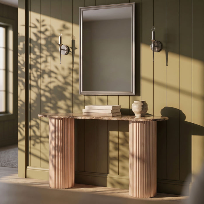 Cindra Genuine Marble Top And Iron Base Console Table