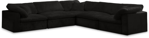 Cozy 119" Velvet Upholstered Overstuffed Fiber Filled Comfort Comfort 5pc. Modular Sectional